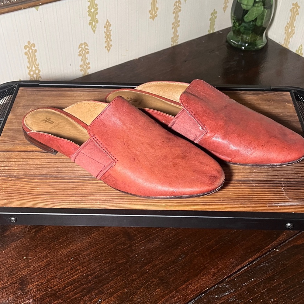 Frye adobe brick Red Leather Slip-On Shoes
